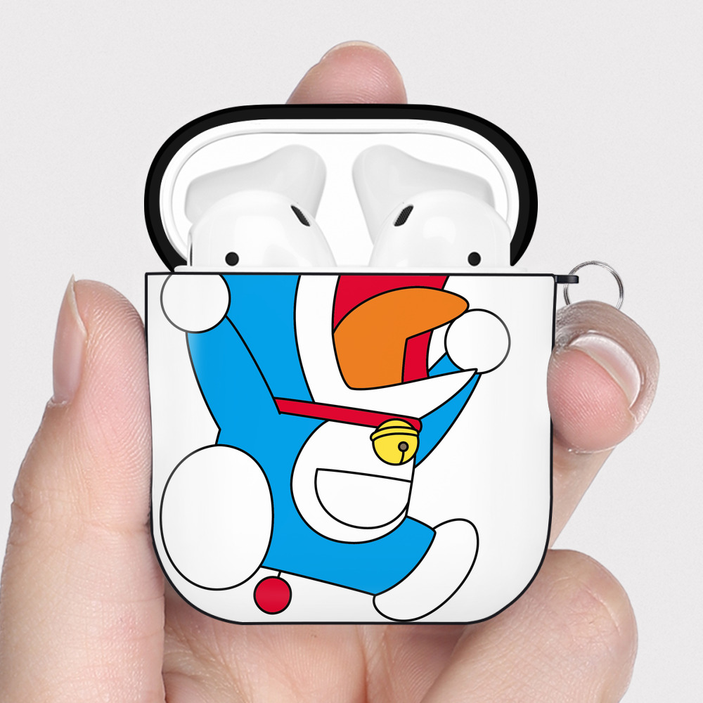 （画像用） ドラえもん Doraemon AirPods 第2世代保護ケース ハードシェル ブラック 耐衝撃・防指紋・カラビナ付き