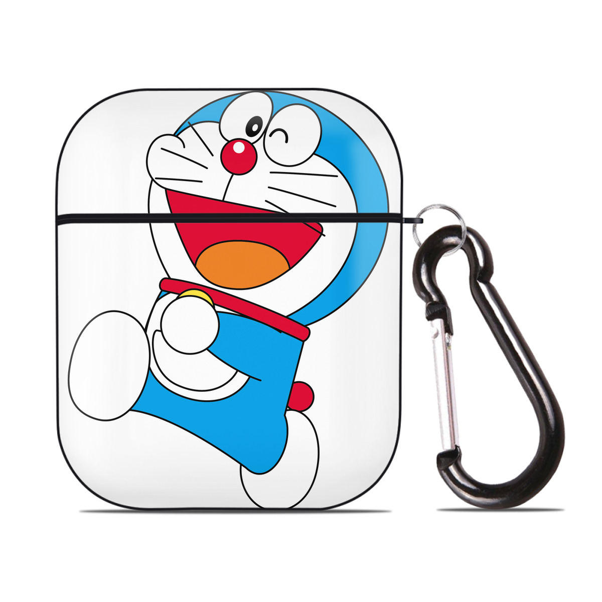 （画像用） ドラえもん Doraemon AirPods 第2世代保護ケース ハードシェル ブラック 耐衝撃・防指紋・カラビナ付き
