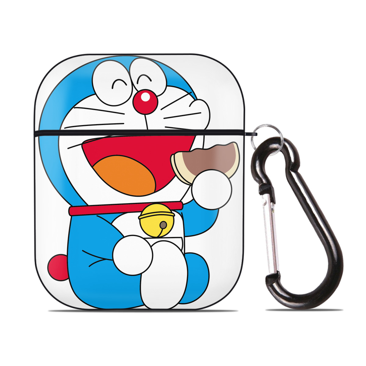 （画像用） ドラえもん Doraemon AirPods 第2世代保護ケース ハードシェル ブラック 耐衝撃・防指紋・カラビナ付き