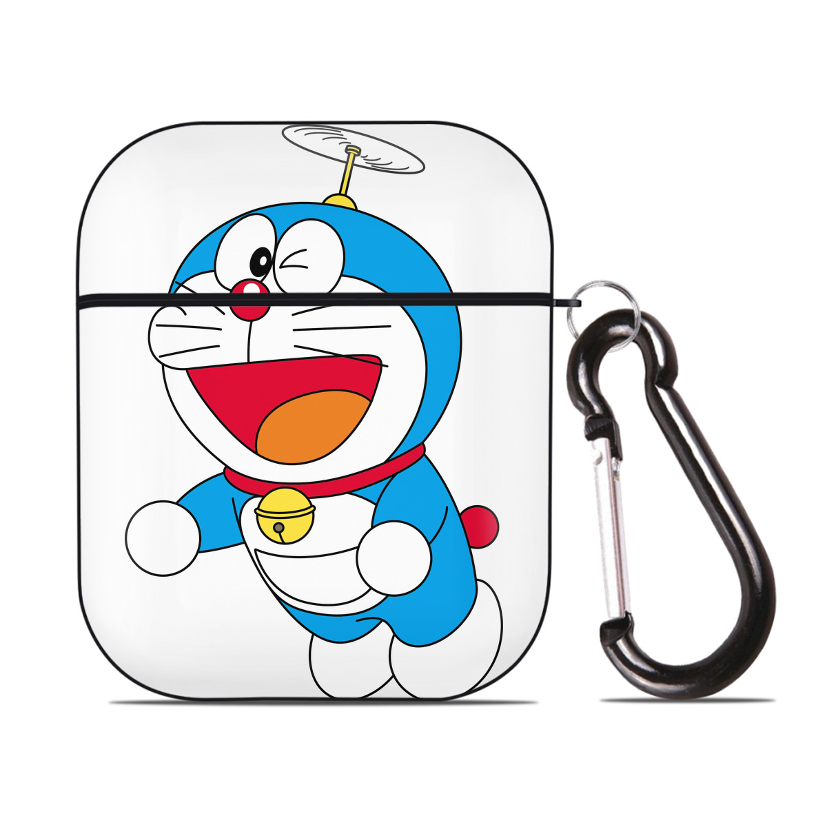 （画像用） ドラえもん Doraemon AirPods 第2世代保護ケース ハードシェル ブラック 耐衝撃・防指紋・カラビナ付き