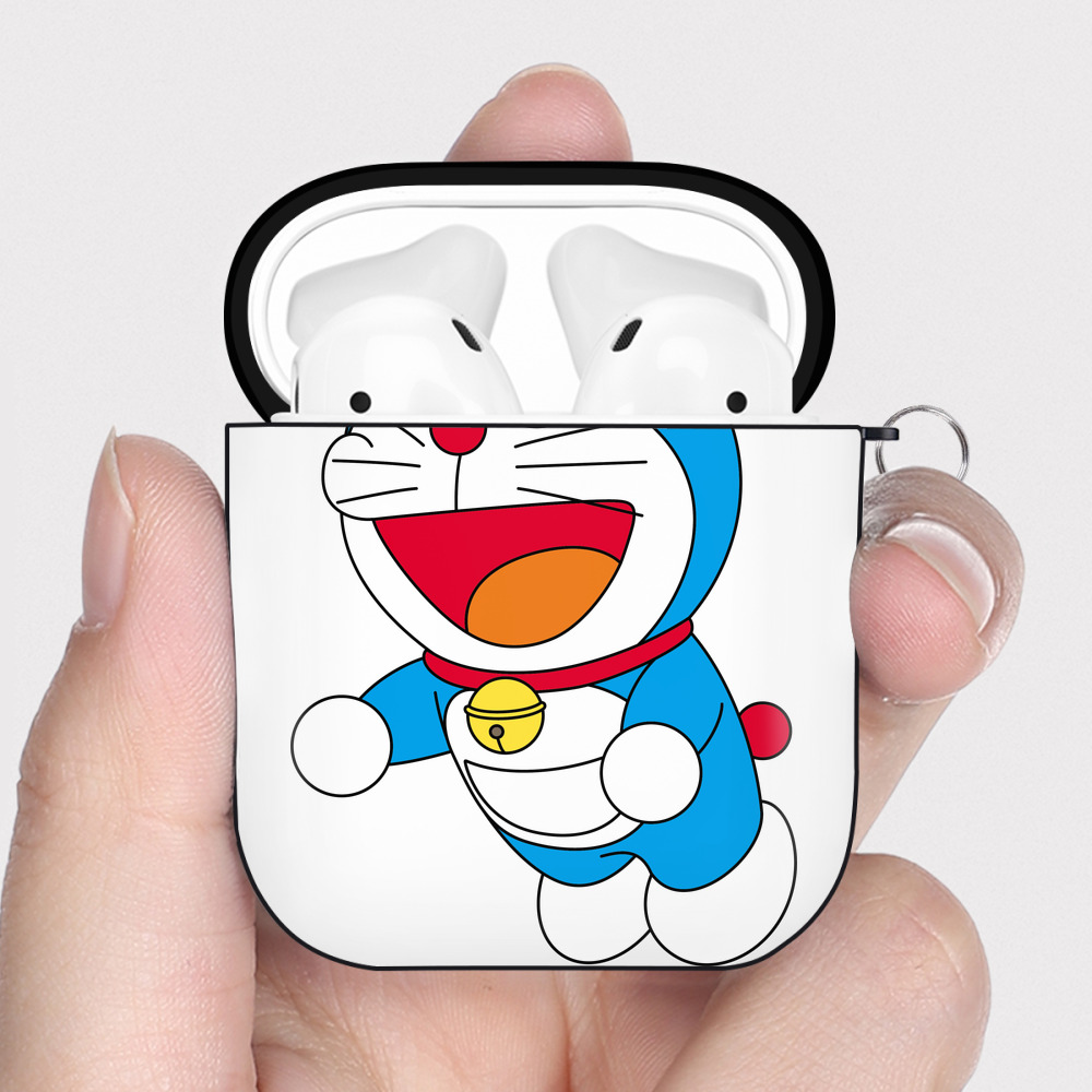 （画像用） ドラえもん Doraemon AirPods 第2世代保護ケース ハードシェル ブラック 耐衝撃・防指紋・カラビナ付き