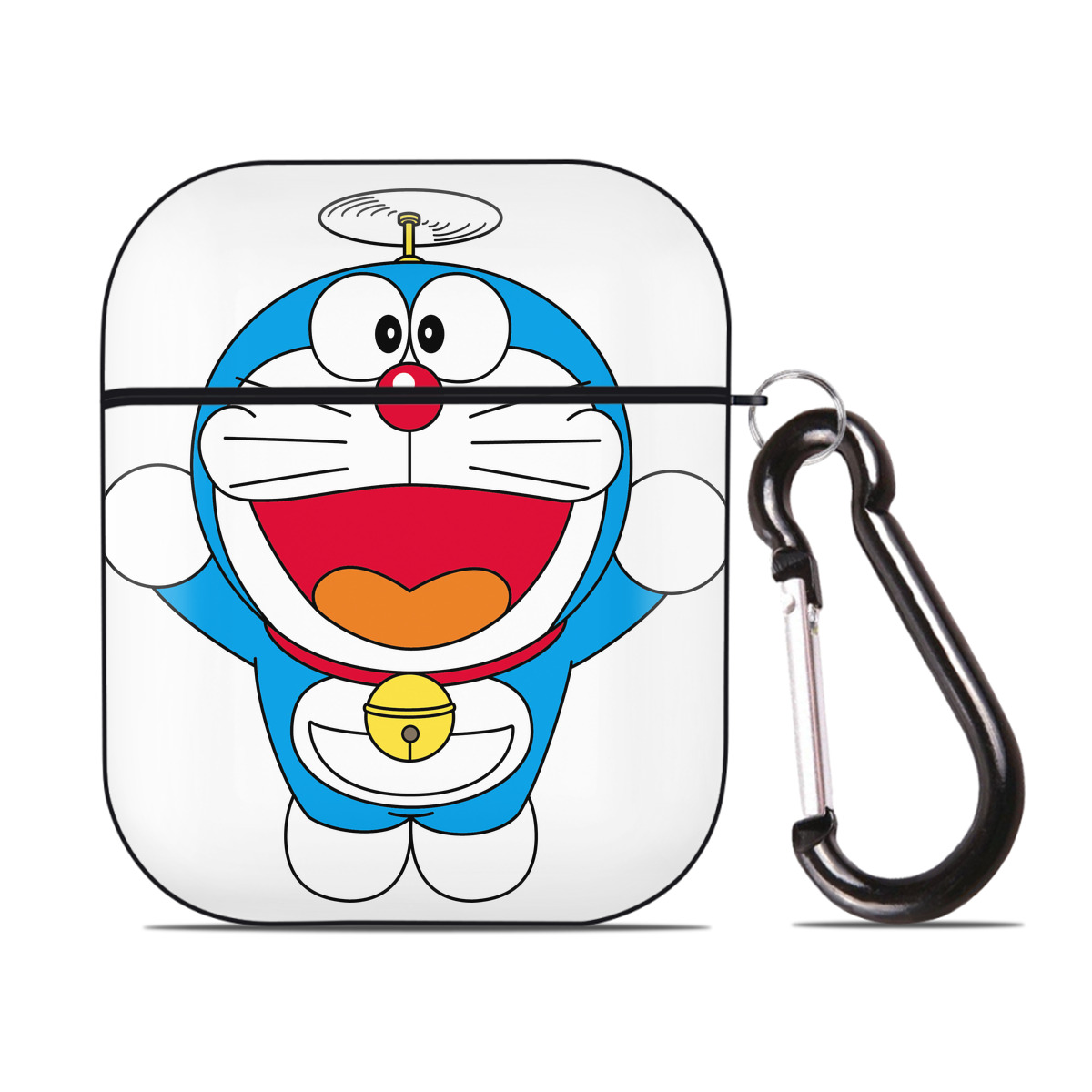 （画像用） ドラえもん Doraemon AirPods 第2世代保護ケース ハードシェル ブラック 耐衝撃・防指紋・カラビナ付き