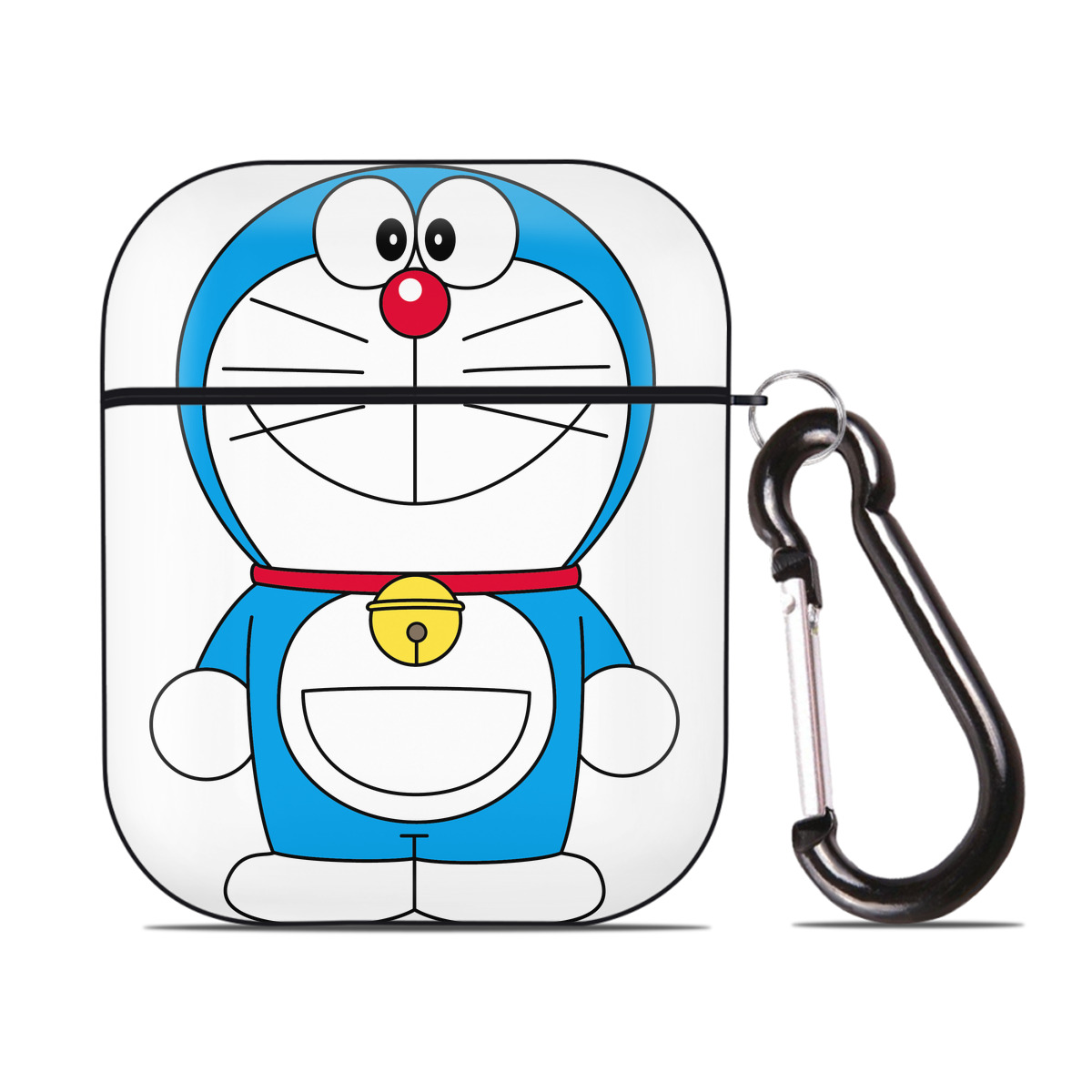 （画像用） ドラえもん Doraemon AirPods 第2世代保護ケース ハードシェル ブラック 耐衝撃・防指紋・カラビナ付き
