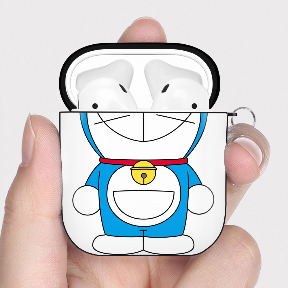 （画像用） ドラえもん Doraemon AirPods 第2世代保護ケース ハードシェル ブラック 耐衝撃・防指紋・カラビナ付き