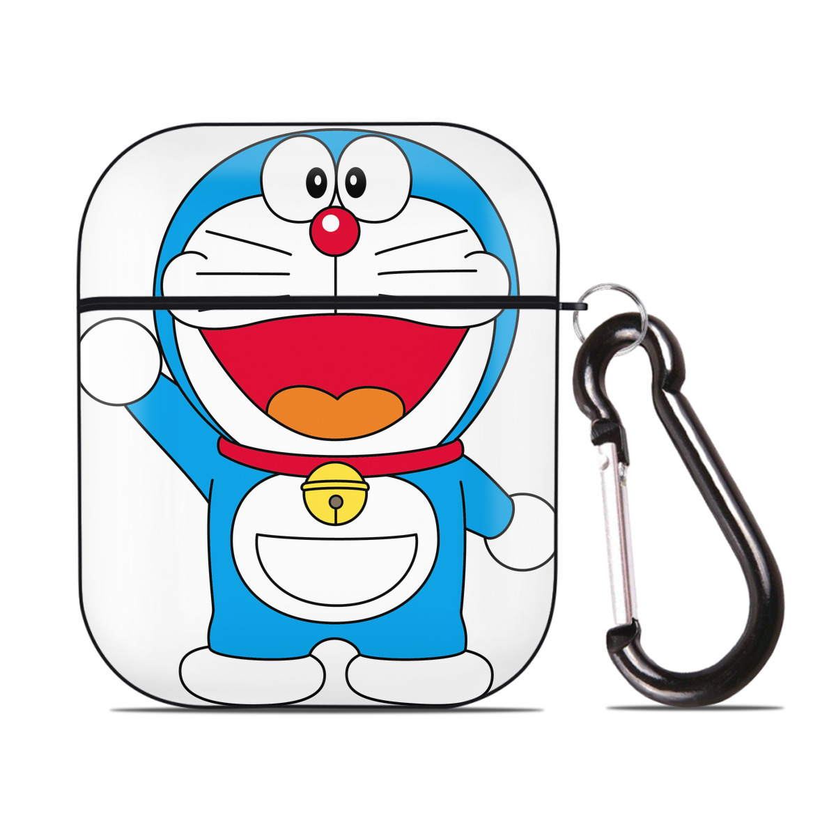 （画像用） ドラえもん Doraemon AirPods 第2世代保護ケース ハードシェル ブラック 耐衝撃・防指紋・カラビナ付き