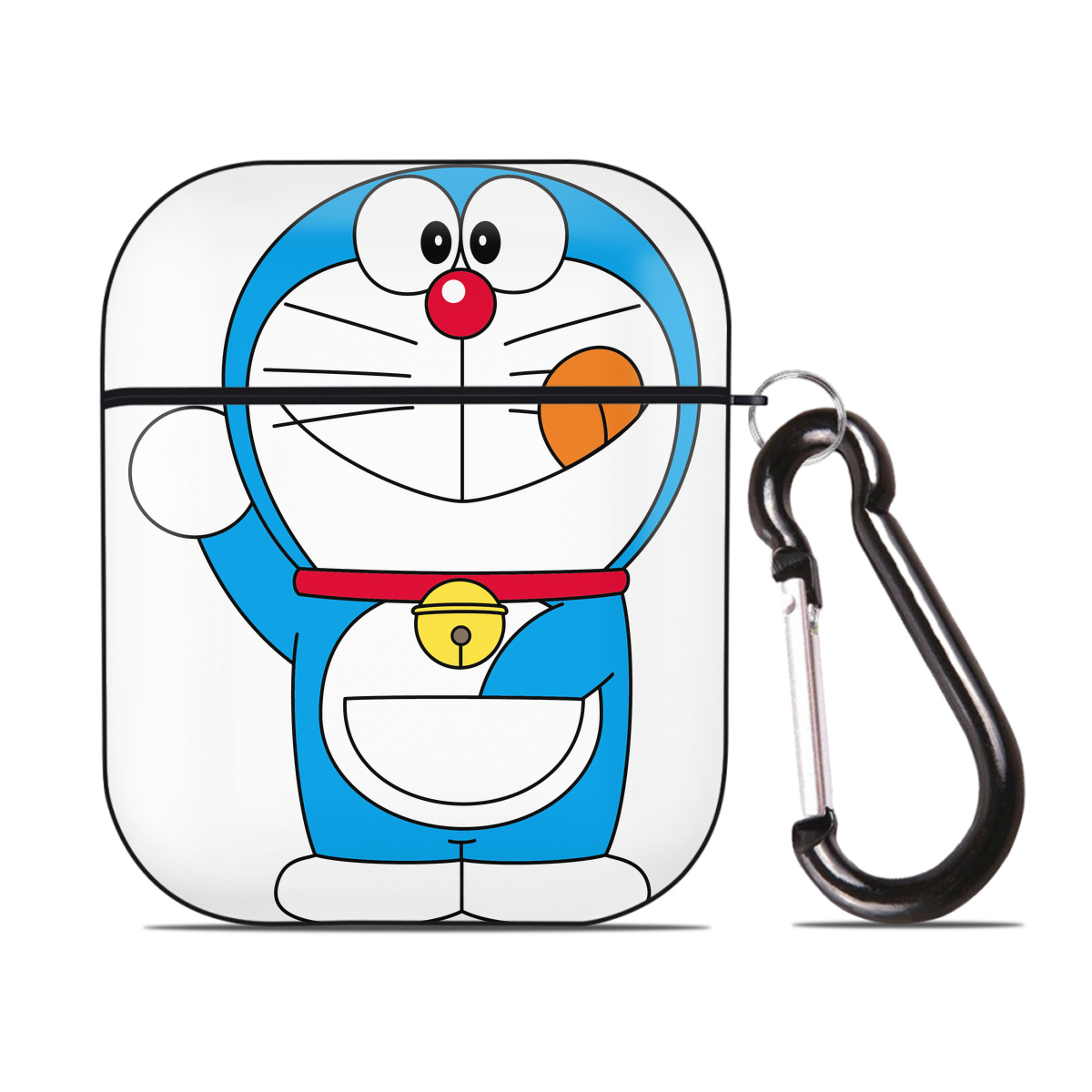 （画像用） ドラえもん Doraemon AirPods 第2世代保護ケース ハードシェル ブラック 耐衝撃・防指紋・カラビナ付き