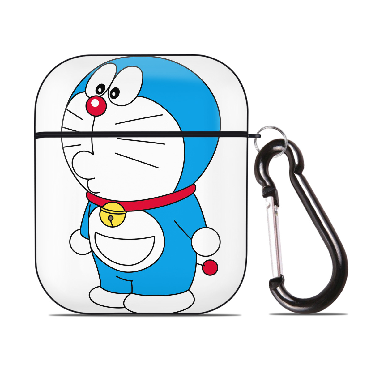 （画像用） ドラえもん Doraemon AirPods 第2世代保護ケース ハードシェル ブラック 耐衝撃・防指紋・カラビナ付き