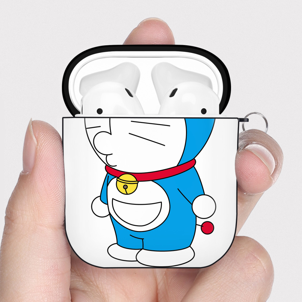 （画像用） ドラえもん Doraemon AirPods 第2世代保護ケース ハードシェル ブラック 耐衝撃・防指紋・カラビナ付き