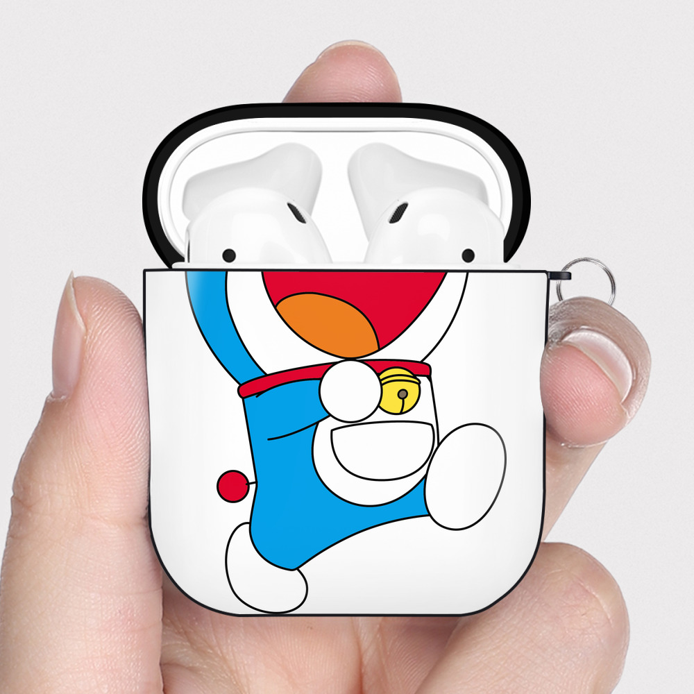 （画像用） ドラえもん Doraemon AirPods 第2世代保護ケース ハードシェル ブラック 耐衝撃・防指紋・カラビナ付き