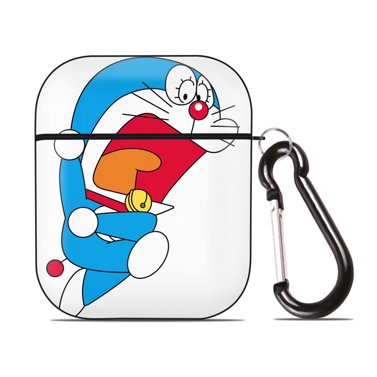 （画像用） ドラえもん Doraemon AirPods 第2世代保護ケース ハードシェル ブラック 耐衝撃・防指紋・カラビナ付き
