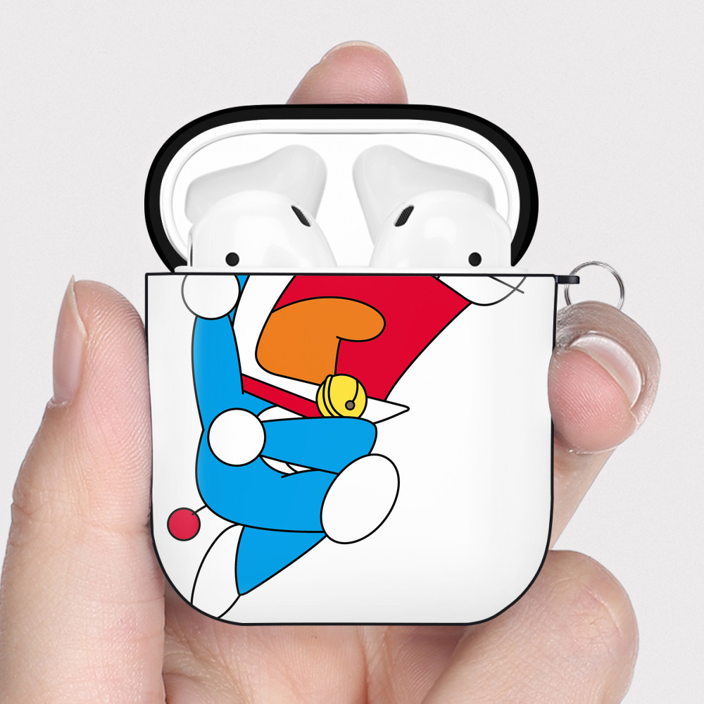 （画像用） ドラえもん Doraemon AirPods 第2世代保護ケース ハードシェル ブラック 耐衝撃・防指紋・カラビナ付き