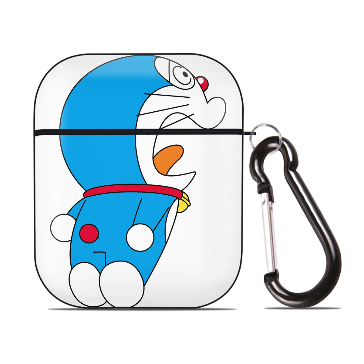 （画像用） ドラえもん Doraemon AirPods 第2世代保護ケース ハードシェル ブラック 耐衝撃・防指紋・カラビナ付き