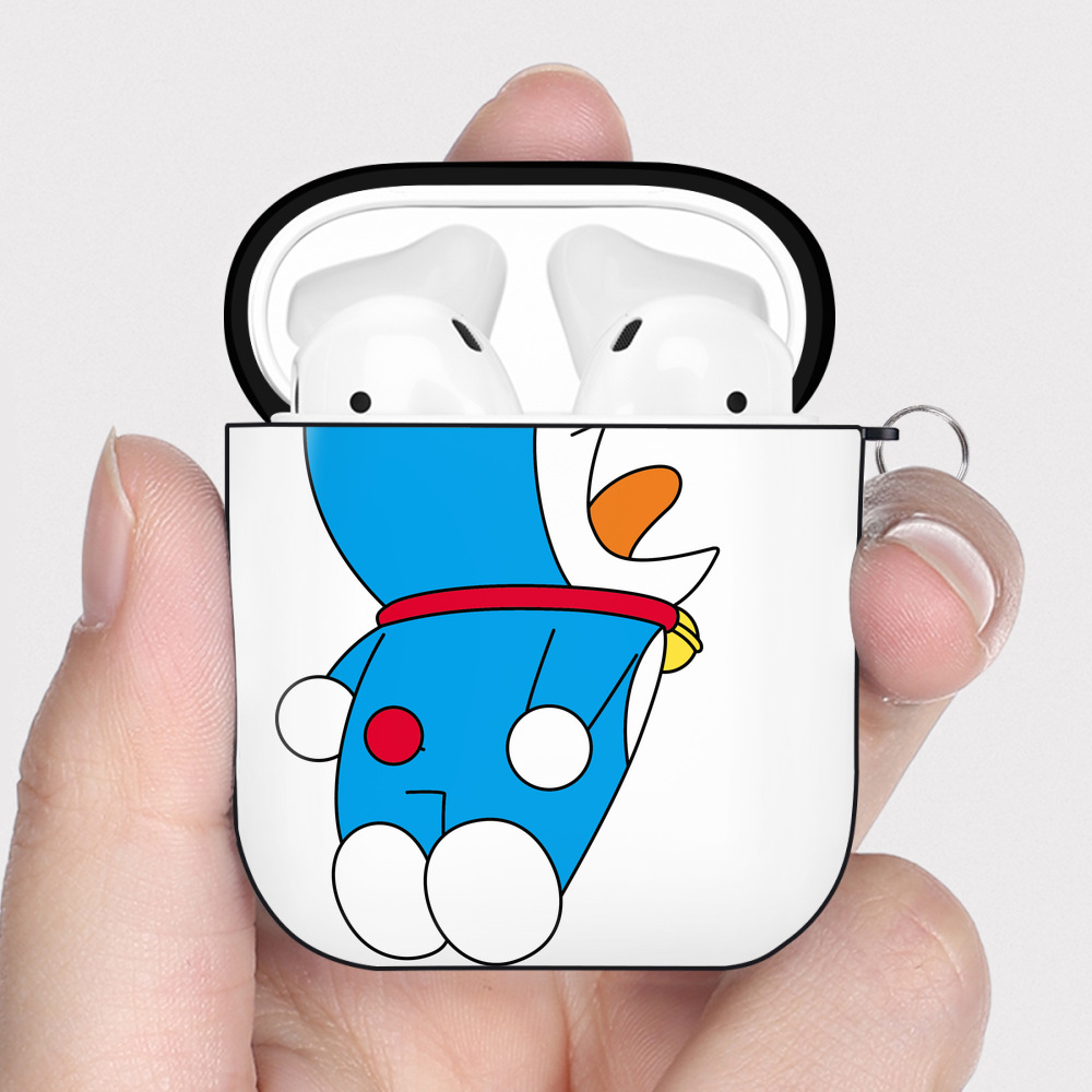 （画像用） ドラえもん Doraemon AirPods 第2世代保護ケース ハードシェル ブラック 耐衝撃・防指紋・カラビナ付き