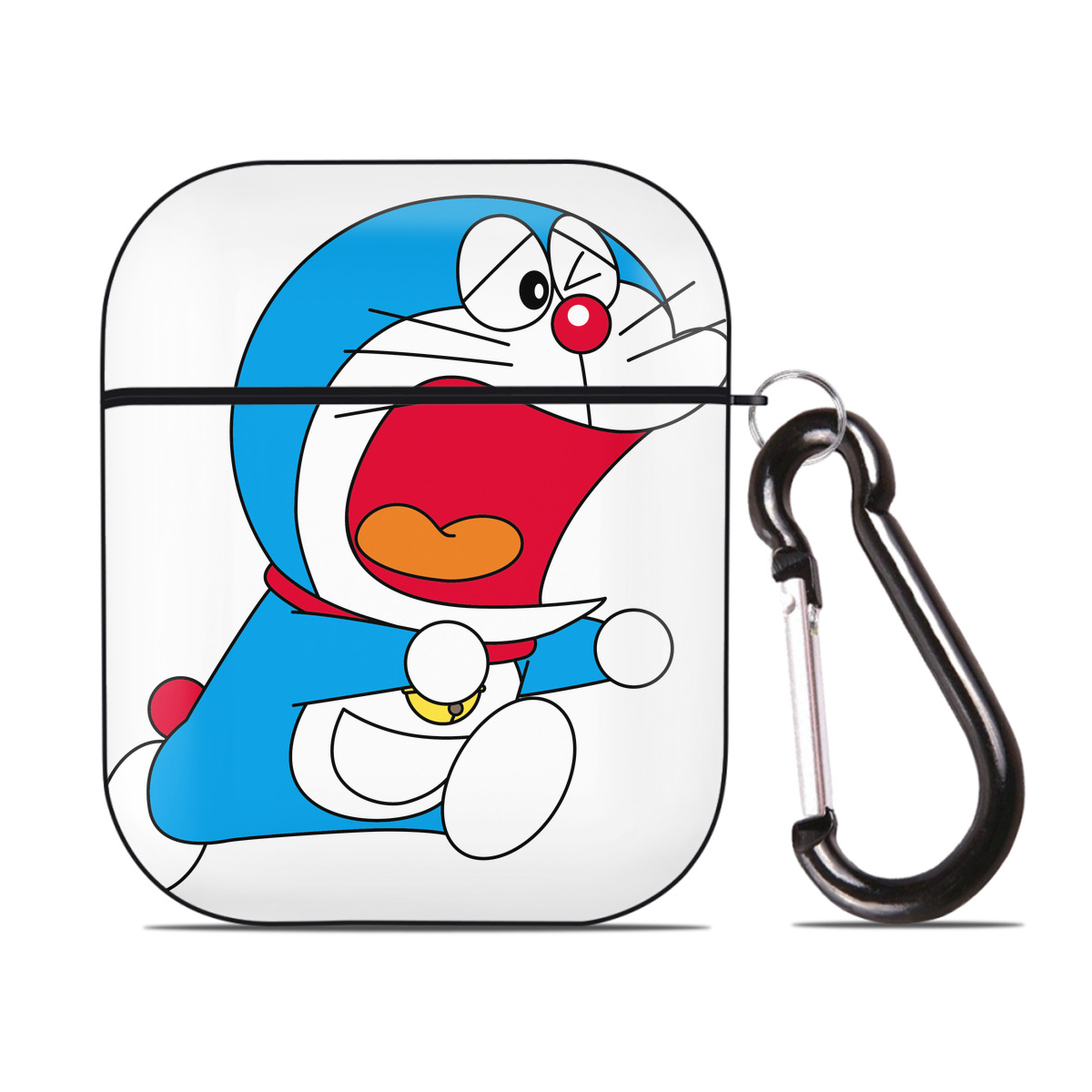 （画像用） ドラえもん Doraemon AirPods 第2世代保護ケース ハードシェル ブラック 耐衝撃・防指紋・カラビナ付き