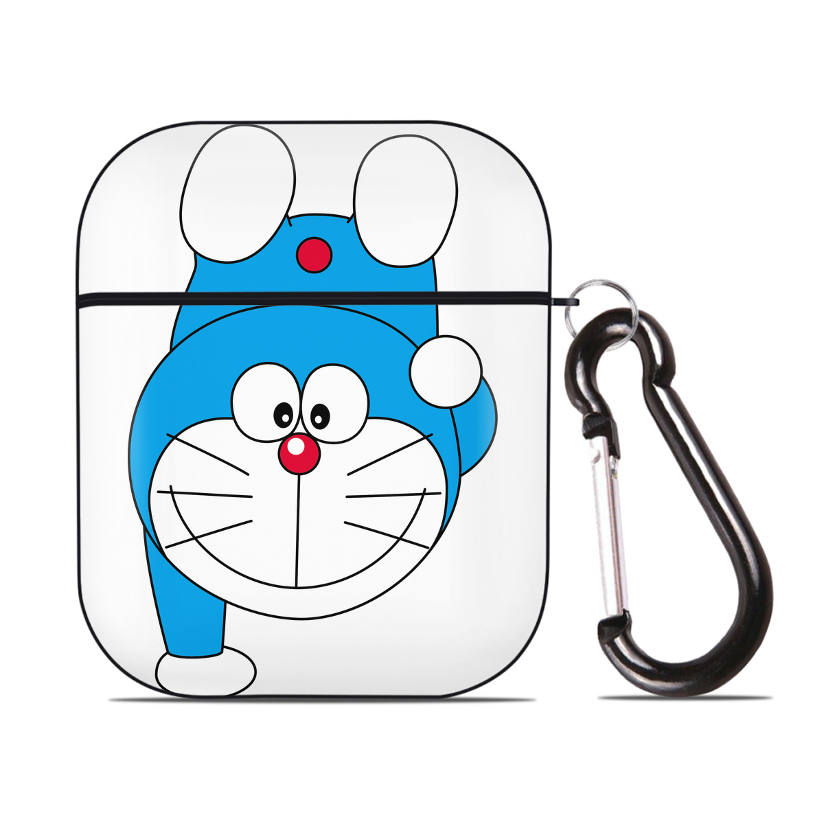 （画像用） ドラえもん Doraemon AirPods 第2世代保護ケース ハードシェル ブラック 耐衝撃・防指紋・カラビナ付き