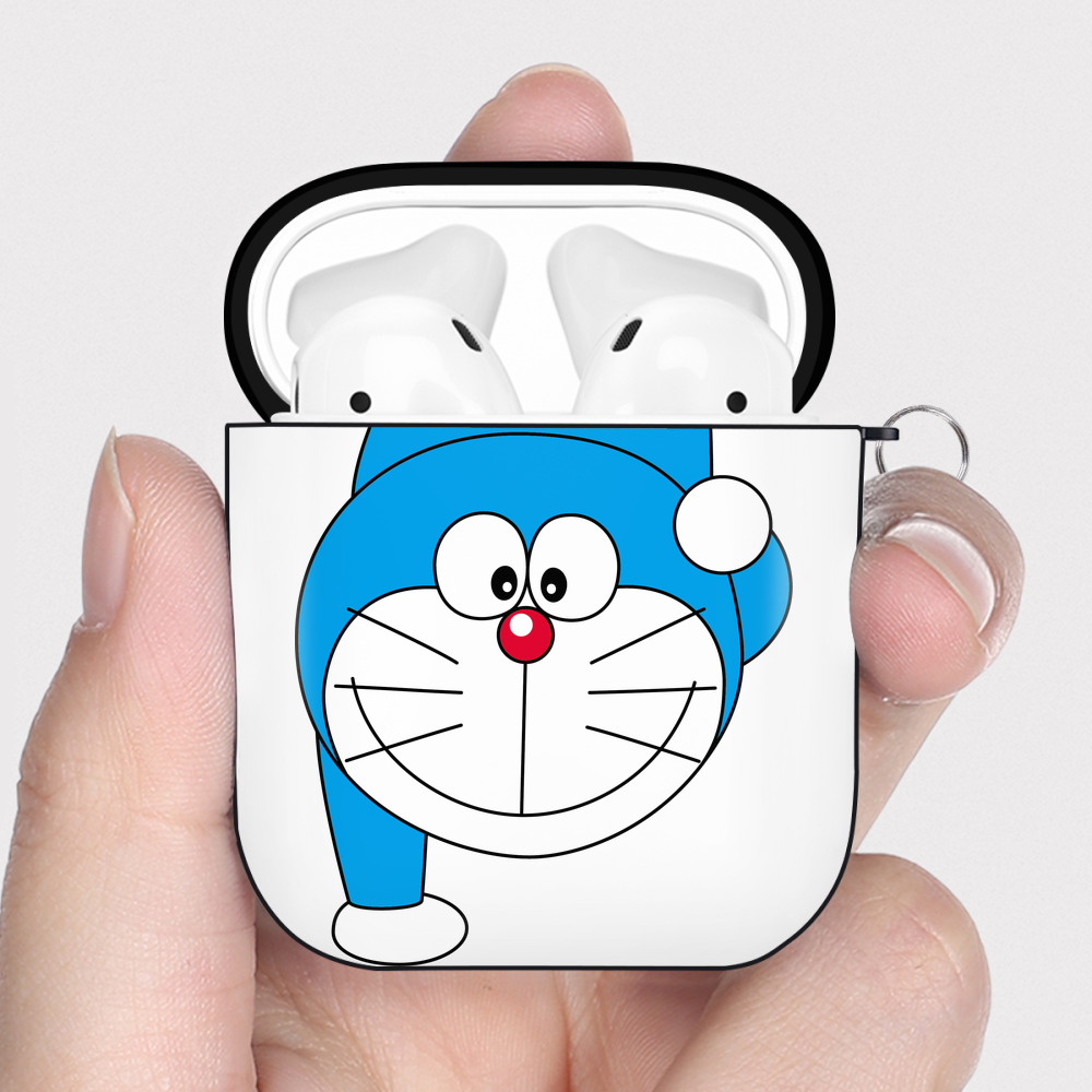 （画像用） ドラえもん Doraemon AirPods 第2世代保護ケース ハードシェル ブラック 耐衝撃・防指紋・カラビナ付き
