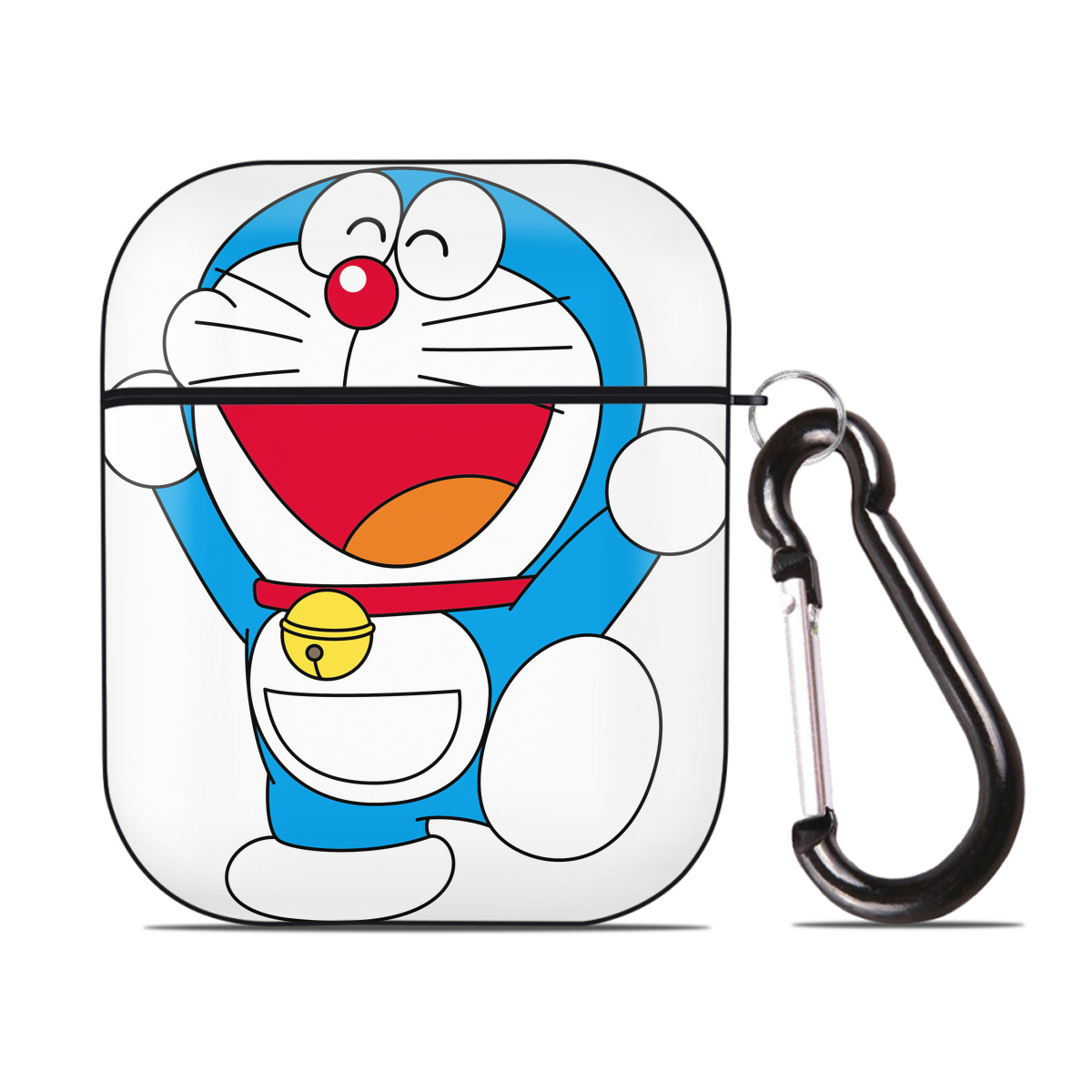 （画像用） ドラえもん Doraemon AirPods 第2世代保護ケース ハードシェル ブラック 耐衝撃・防指紋・カラビナ付き