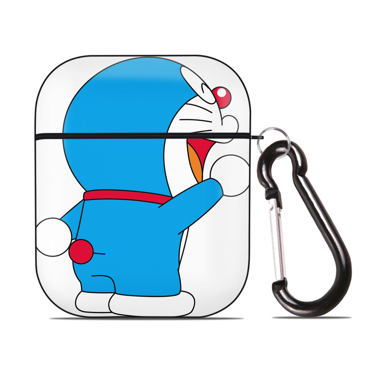 （画像用） ドラえもん Doraemon AirPods 第2世代保護ケース ハードシェル ブラック 耐衝撃・防指紋・カラビナ付き