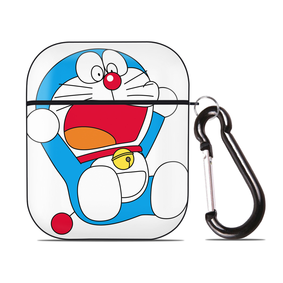 （画像用） ドラえもん Doraemon AirPods 第2世代保護ケース ハードシェル ブラック 耐衝撃・防指紋・カラビナ付き