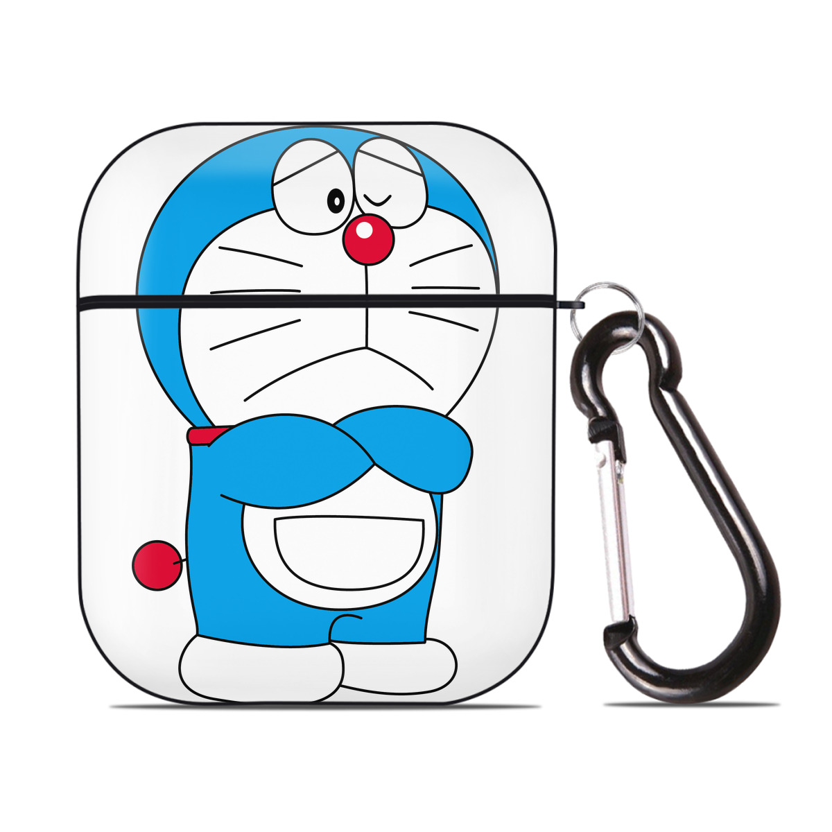 （画像用） ドラえもん Doraemon AirPods 第2世代保護ケース ハードシェル ブラック 耐衝撃・防指紋・カラビナ付き