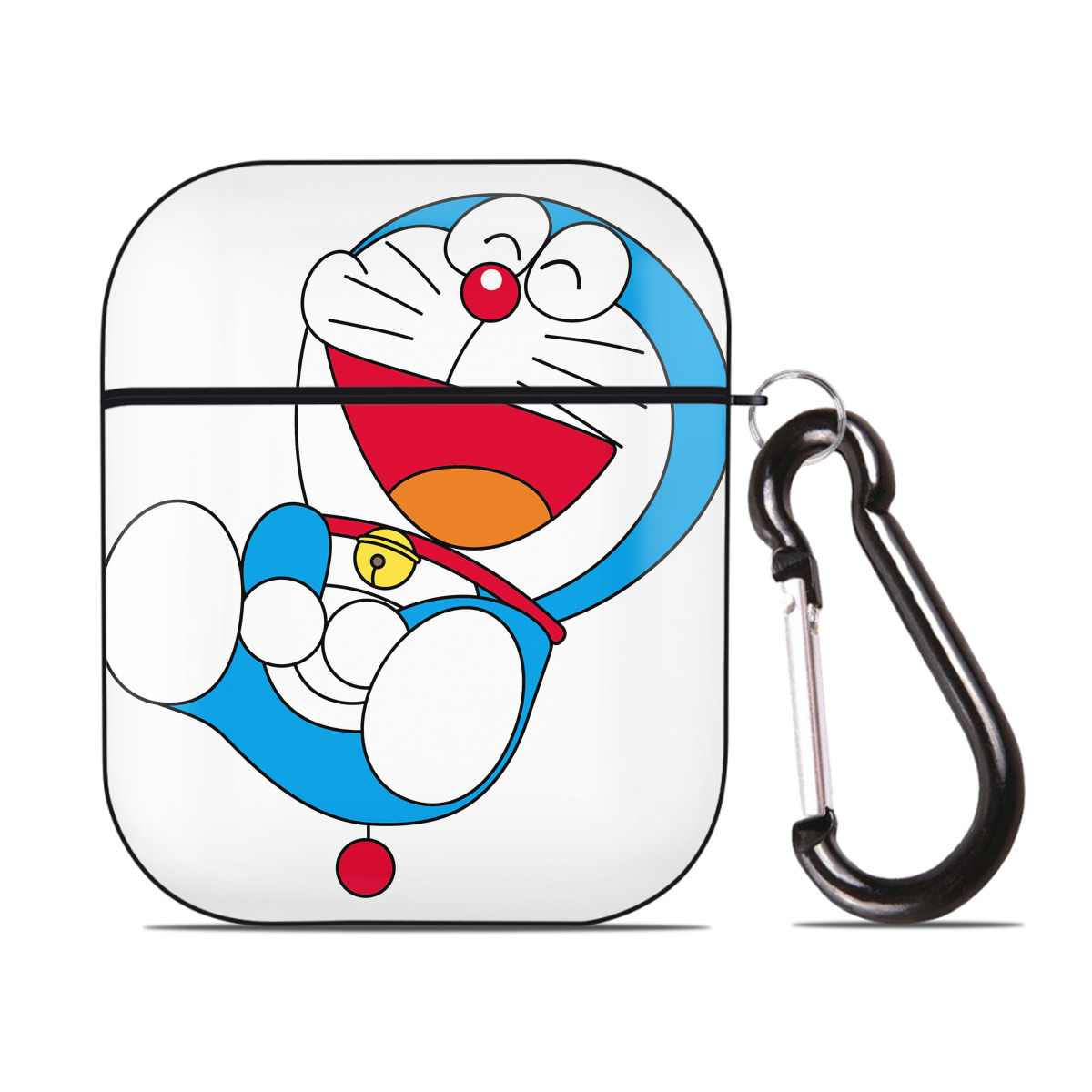 （画像用） ドラえもん Doraemon AirPods 第2世代保護ケース ハードシェル ブラック 耐衝撃・防指紋・カラビナ付き