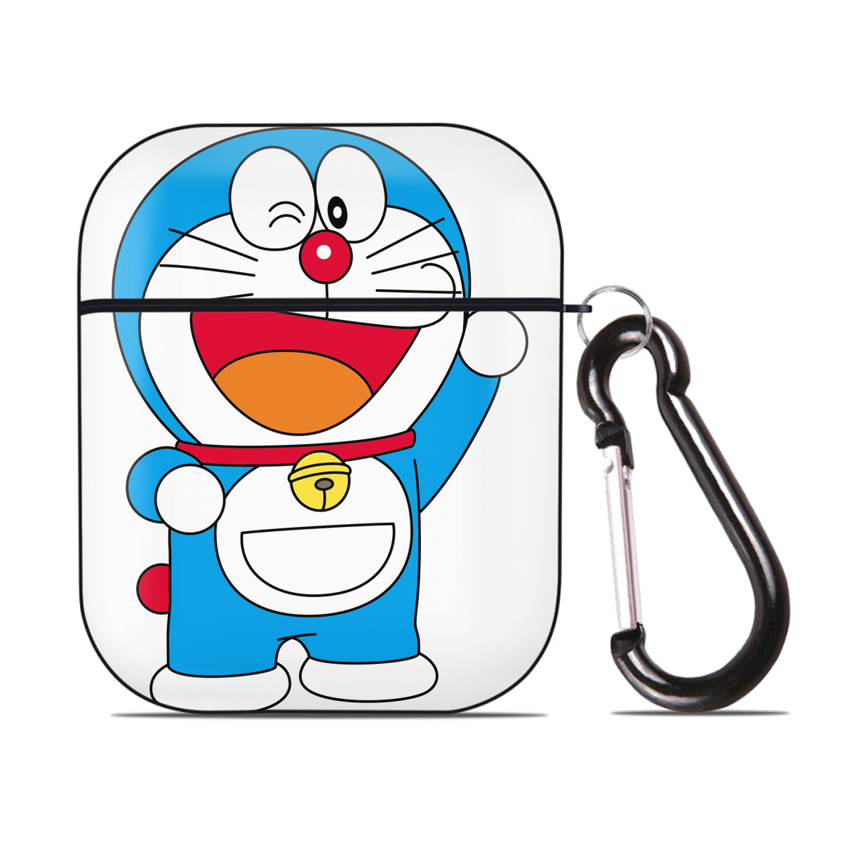 （画像用） ドラえもん Doraemon AirPods 第2世代保護ケース ハードシェル ブラック 耐衝撃・防指紋・カラビナ付き