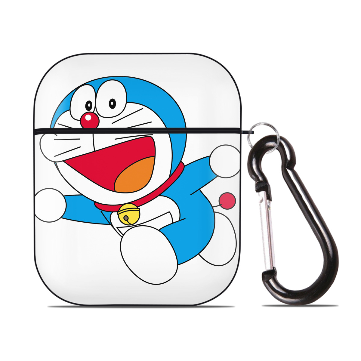 （画像用） ドラえもん Doraemon AirPods 第2世代保護ケース ハードシェル ブラック 耐衝撃・防指紋・カラビナ付き