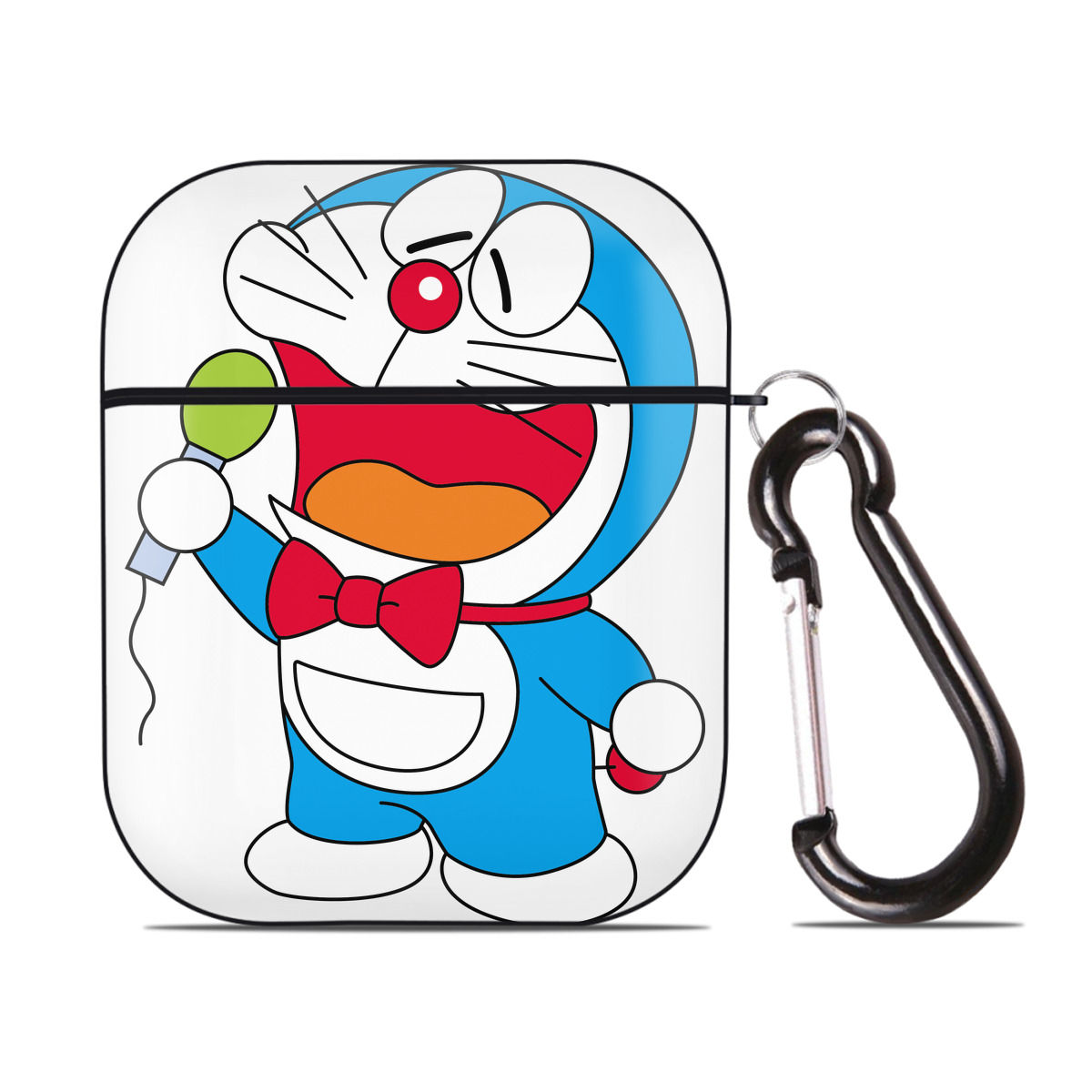 （画像用） ドラえもん Doraemon AirPods 第2世代保護ケース ハードシェル ブラック 耐衝撃・防指紋・カラビナ付き