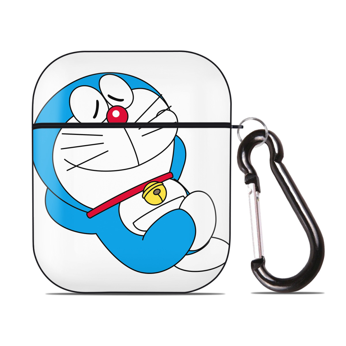 （画像用） ドラえもん Doraemon AirPods 第2世代保護ケース ハードシェル ブラック 耐衝撃・防指紋・カラビナ付き