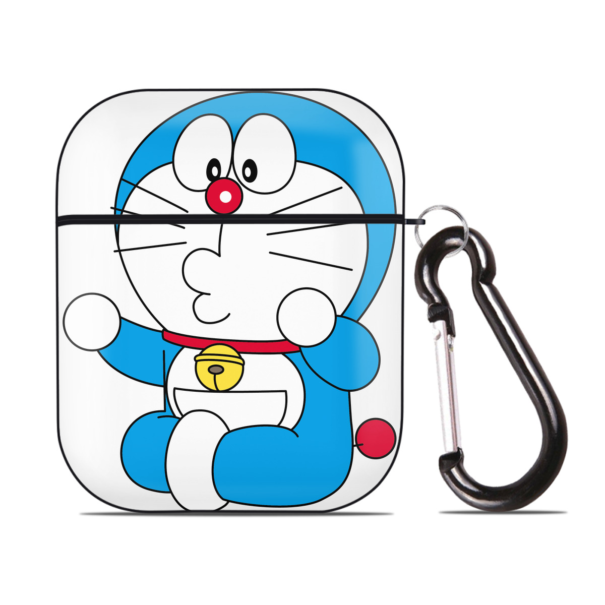 （画像用） ドラえもん Doraemon AirPods 第2世代保護ケース ハードシェル ブラック 耐衝撃・防指紋・カラビナ付き