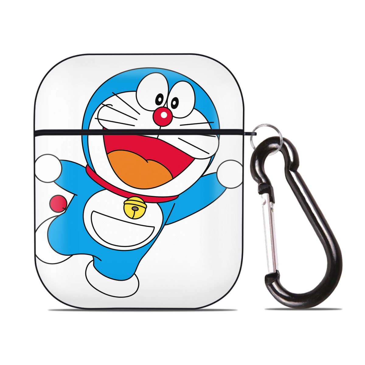 （画像用） ドラえもん Doraemon AirPods 第2世代保護ケース ハードシェル ブラック 耐衝撃・防指紋・カラビナ付き