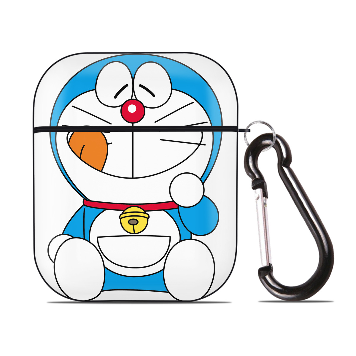 （画像用） ドラえもん Doraemon AirPods 第2世代保護ケース ハードシェル ブラック 耐衝撃・防指紋・カラビナ付き