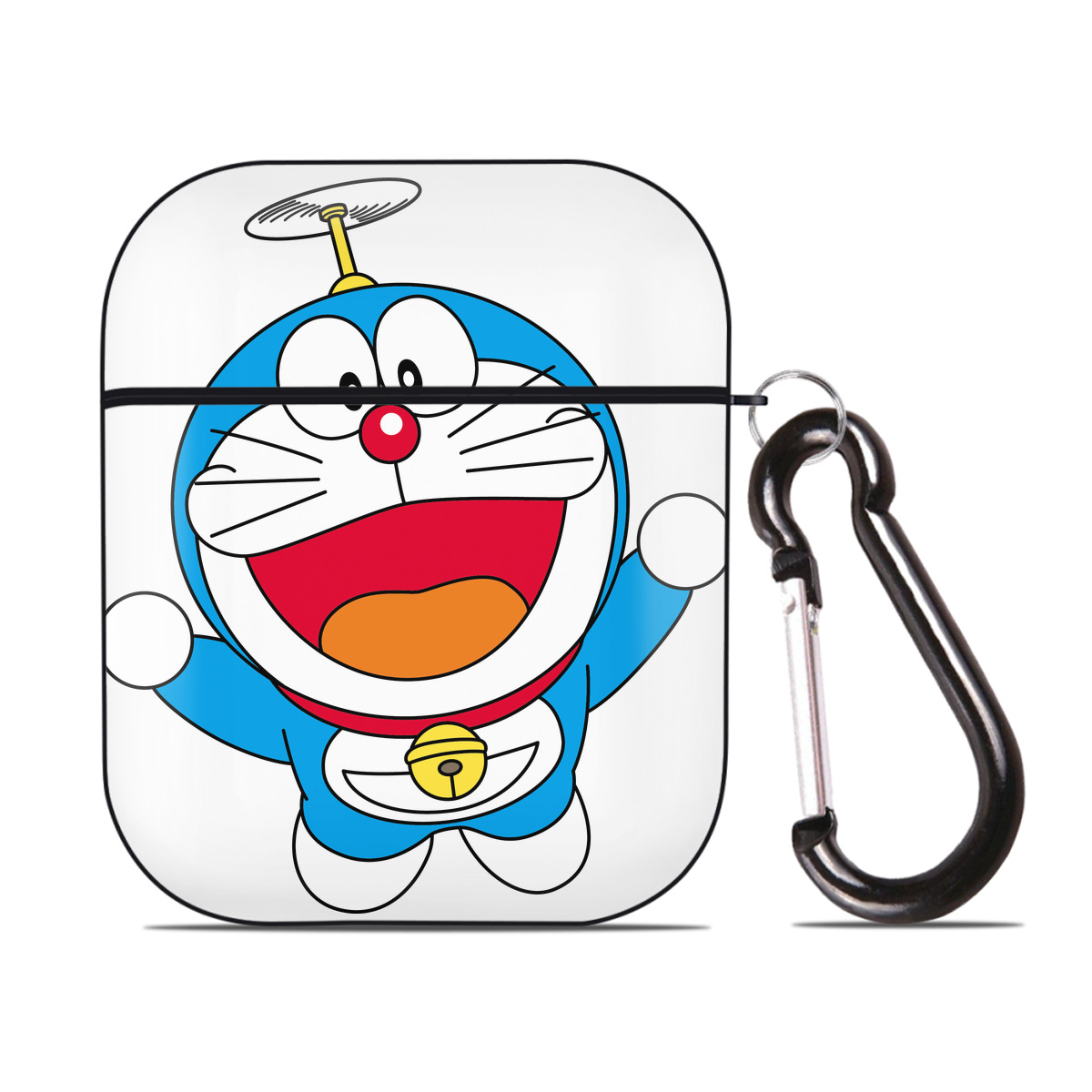 （画像用） ドラえもん Doraemon AirPods 第2世代保護ケース ハードシェル ブラック 耐衝撃・防指紋・カラビナ付き