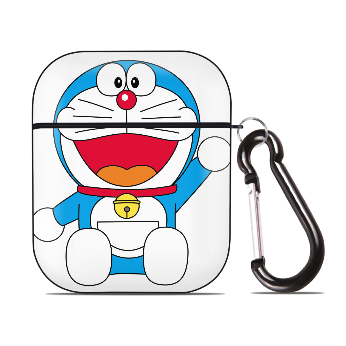 （画像用） ドラえもん Doraemon AirPods 第2世代保護ケース ハードシェル ブラック 耐衝撃・防指紋・カラビナ付き