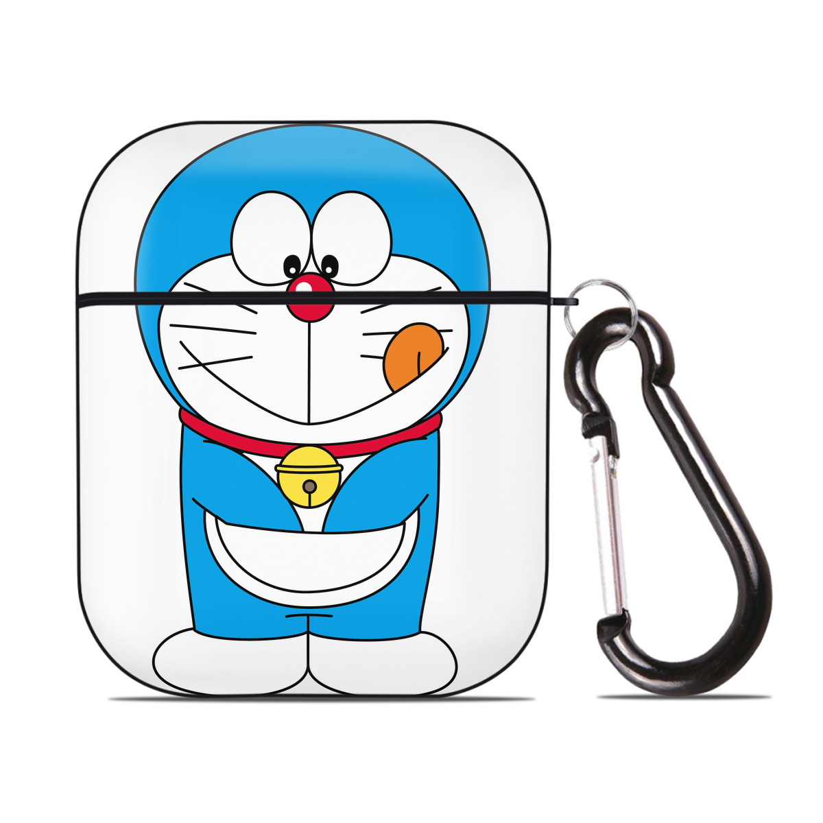 （画像用） ドラえもん Doraemon AirPods 第2世代保護ケース ハードシェル ブラック 耐衝撃・防指紋・カラビナ付き