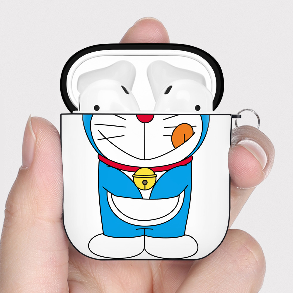 （画像用） ドラえもん Doraemon AirPods 第2世代保護ケース ハードシェル ブラック 耐衝撃・防指紋・カラビナ付き