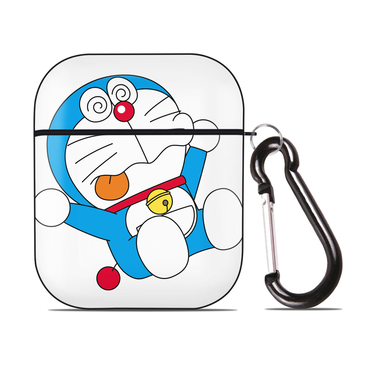 （画像用） ドラえもん Doraemon AirPods 第2世代保護ケース ハードシェル ブラック 耐衝撃・防指紋・カラビナ付き