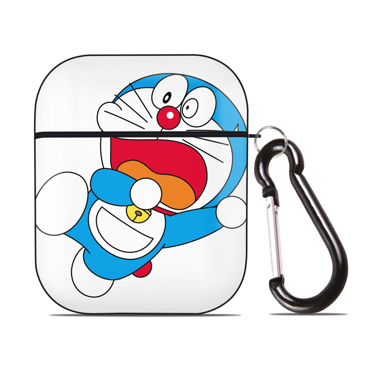 （画像用） ドラえもん Doraemon AirPods 第2世代保護ケース ハードシェル ブラック 耐衝撃・防指紋・カラビナ付き