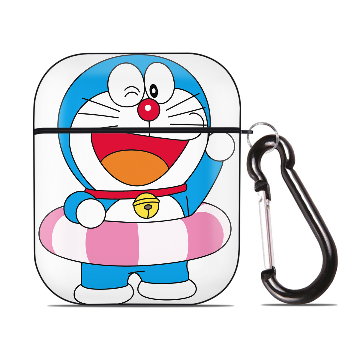 （画像用） ドラえもん Doraemon AirPods 第2世代保護ケース ハードシェル ブラック 耐衝撃・防指紋・カラビナ付き