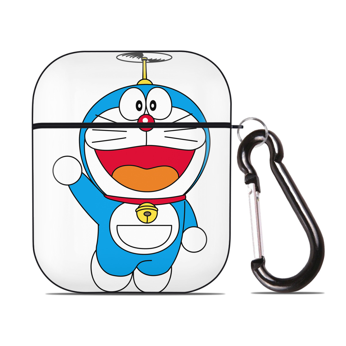 （画像用） ドラえもん Doraemon AirPods 第2世代保護ケース ハードシェル ブラック 耐衝撃・防指紋・カラビナ付き