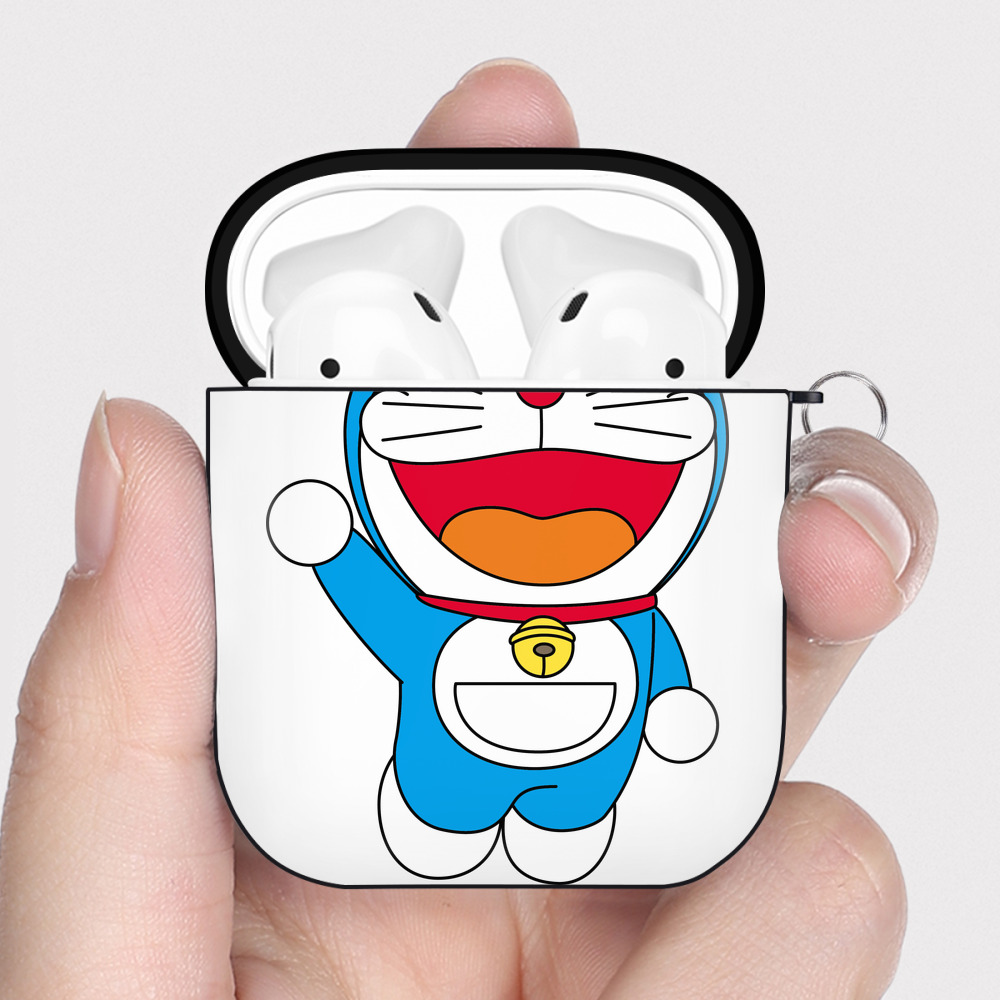 （画像用） ドラえもん Doraemon AirPods 第2世代保護ケース ハードシェル ブラック 耐衝撃・防指紋・カラビナ付き