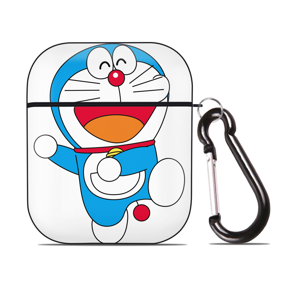（画像用） ドラえもん Doraemon AirPods 第2世代保護ケース ハードシェル ブラック 耐衝撃・防指紋・カラビナ付き