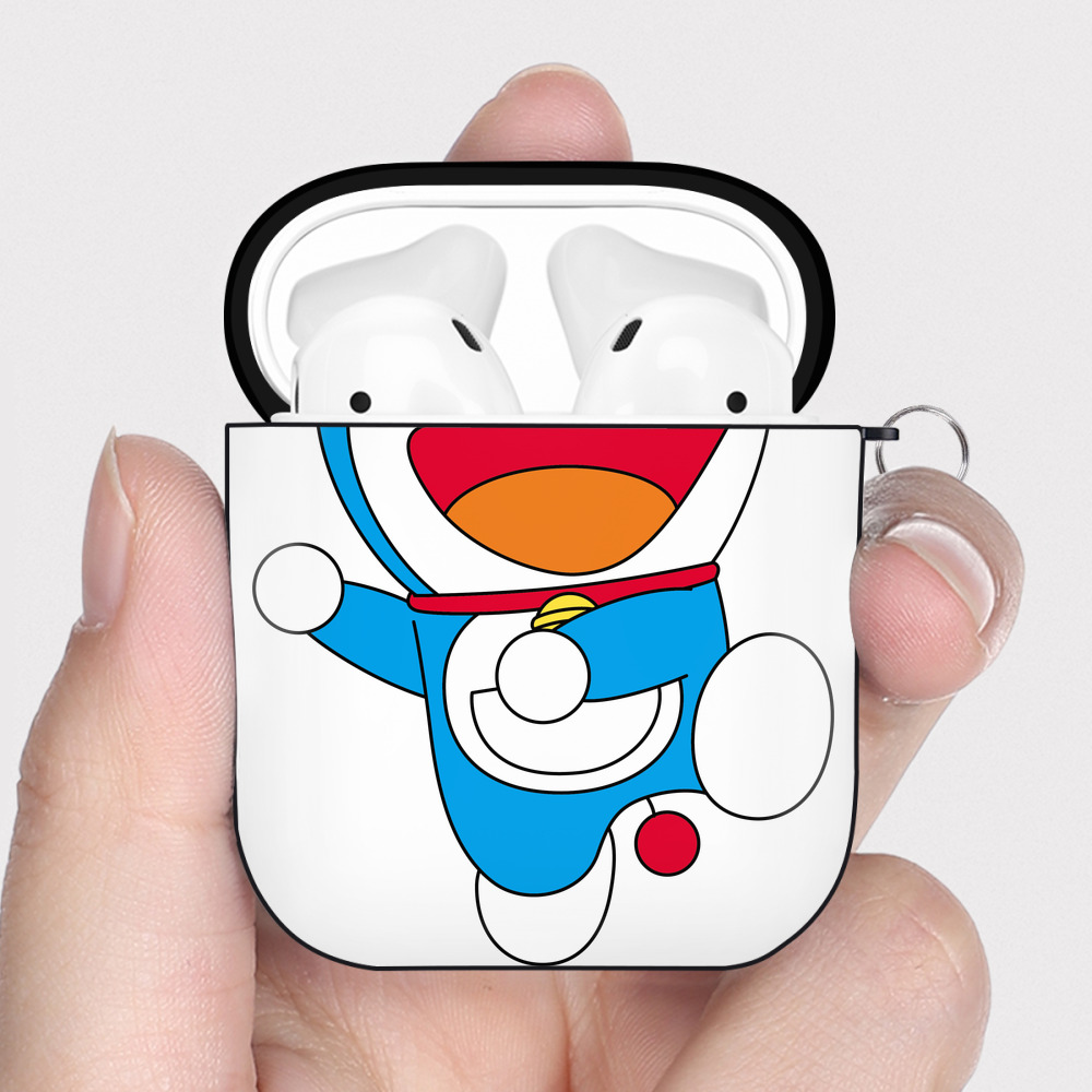 （画像用） ドラえもん Doraemon AirPods 第2世代保護ケース ハードシェル ブラック 耐衝撃・防指紋・カラビナ付き