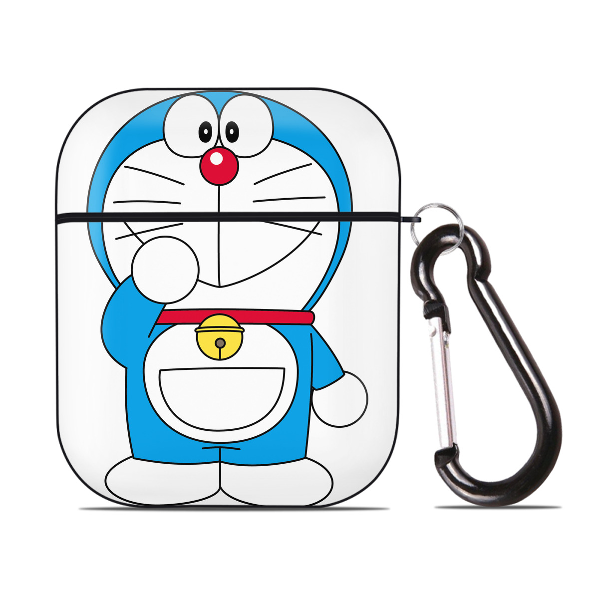 （画像用） ドラえもん Doraemon AirPods 第2世代保護ケース ハードシェル ブラック 耐衝撃・防指紋・カラビナ付き
