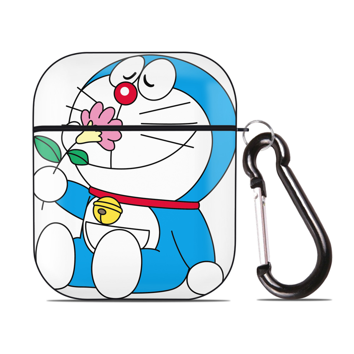 （画像用） ドラえもん Doraemon AirPods 第2世代保護ケース ハードシェル ブラック 耐衝撃・防指紋・カラビナ付き