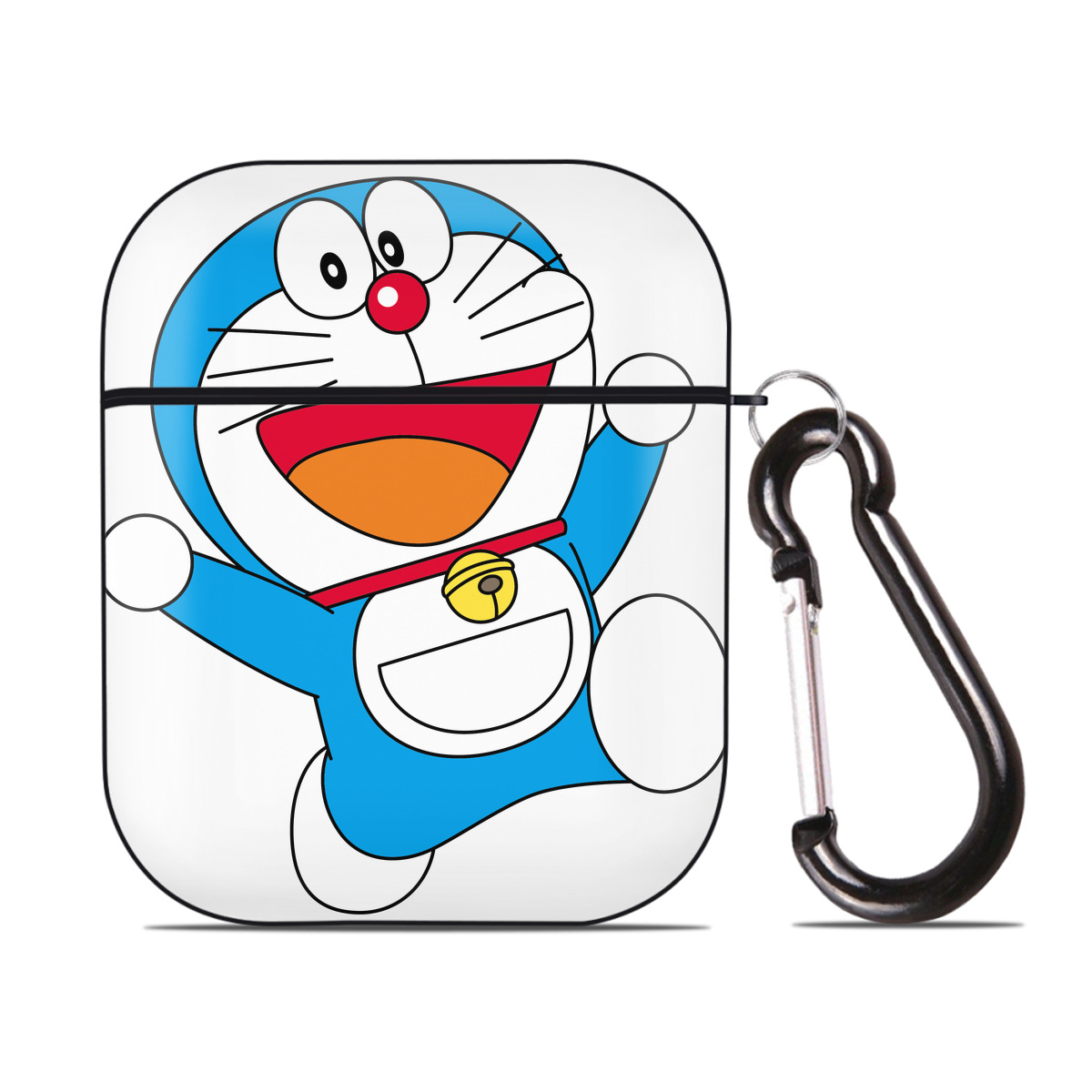 （画像用） ドラえもん Doraemon AirPods 第2世代保護ケース ハードシェル ブラック 耐衝撃・防指紋・カラビナ付き