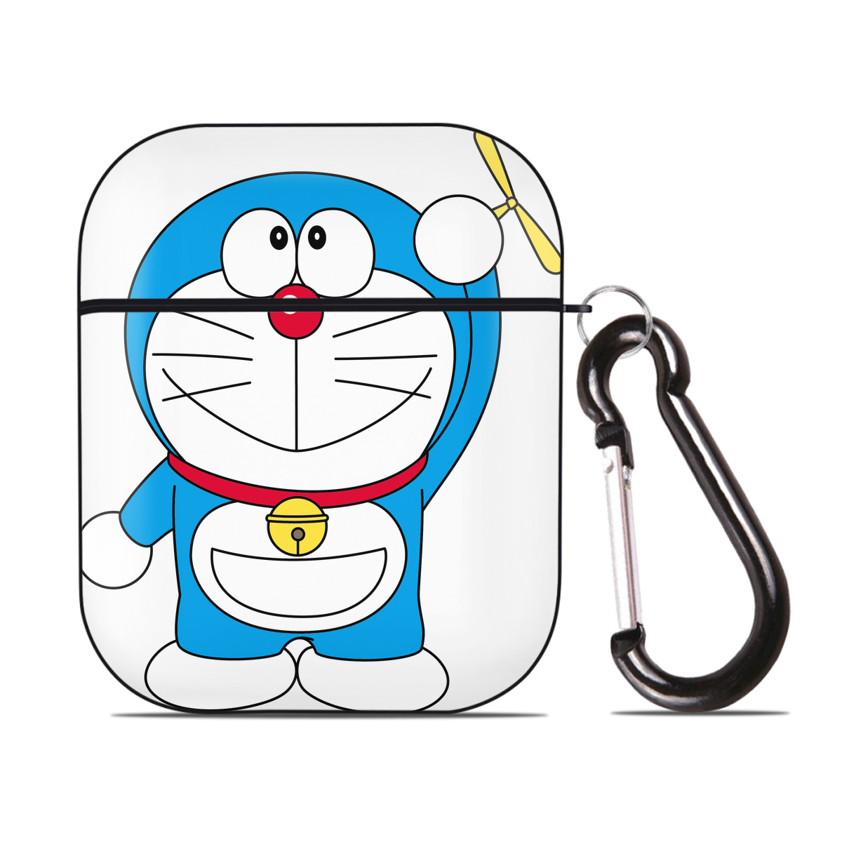 （画像用） ドラえもん Doraemon AirPods 第2世代保護ケース ハードシェル ブラック 耐衝撃・防指紋・カラビナ付き
