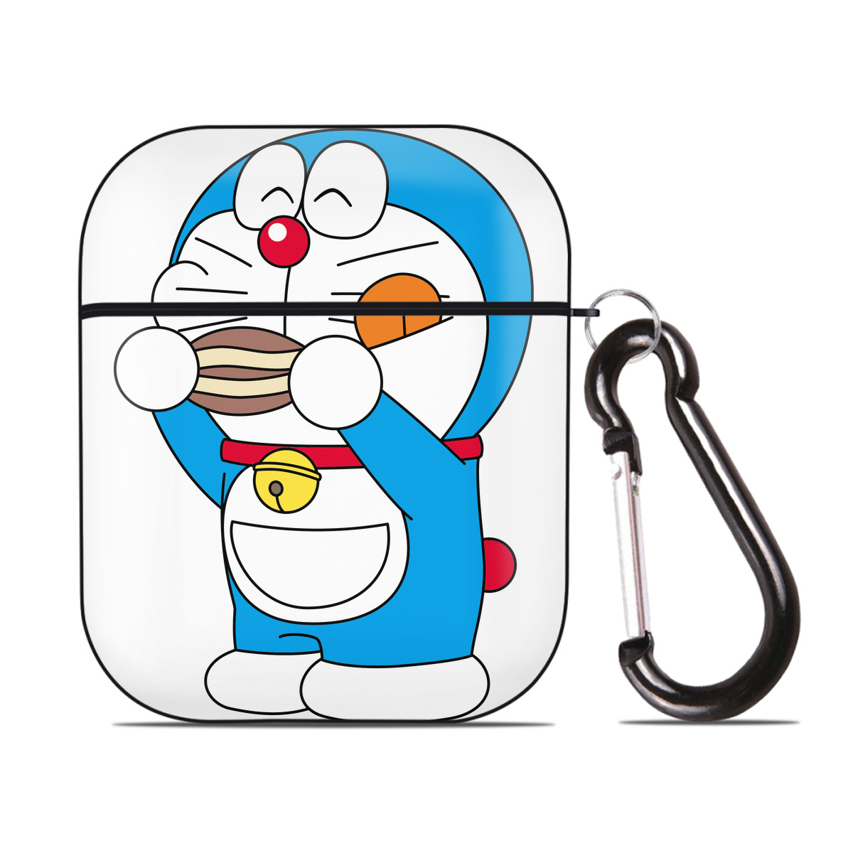 （画像用） ドラえもん Doraemon AirPods 第2世代保護ケース ハードシェル ブラック 耐衝撃・防指紋・カラビナ付き