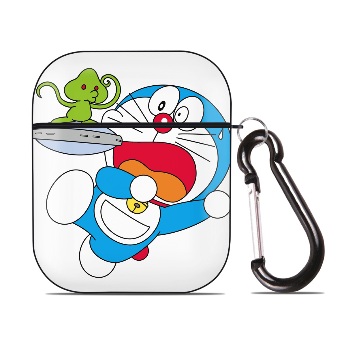 （画像用） ドラえもん Doraemon AirPods 第2世代保護ケース ハードシェル ブラック 耐衝撃・防指紋・カラビナ付き