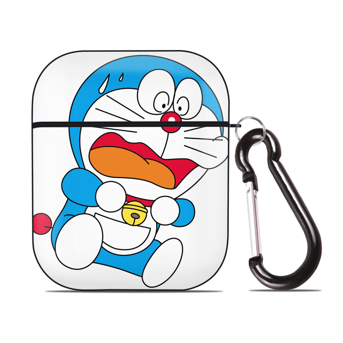 （画像用） ドラえもん Doraemon AirPods 第2世代保護ケース ハードシェル ブラック 耐衝撃・防指紋・カラビナ付き